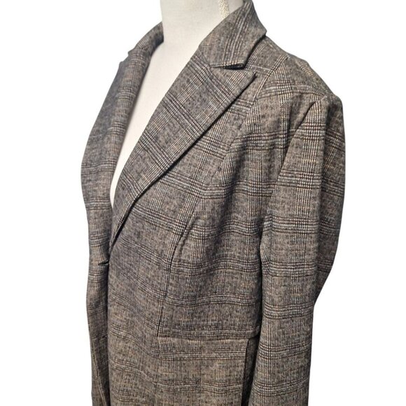 Soft Surroundings Blazer Suit Jacket Brown Gray Plaid Womens Medium Button - Picture 4 of 11